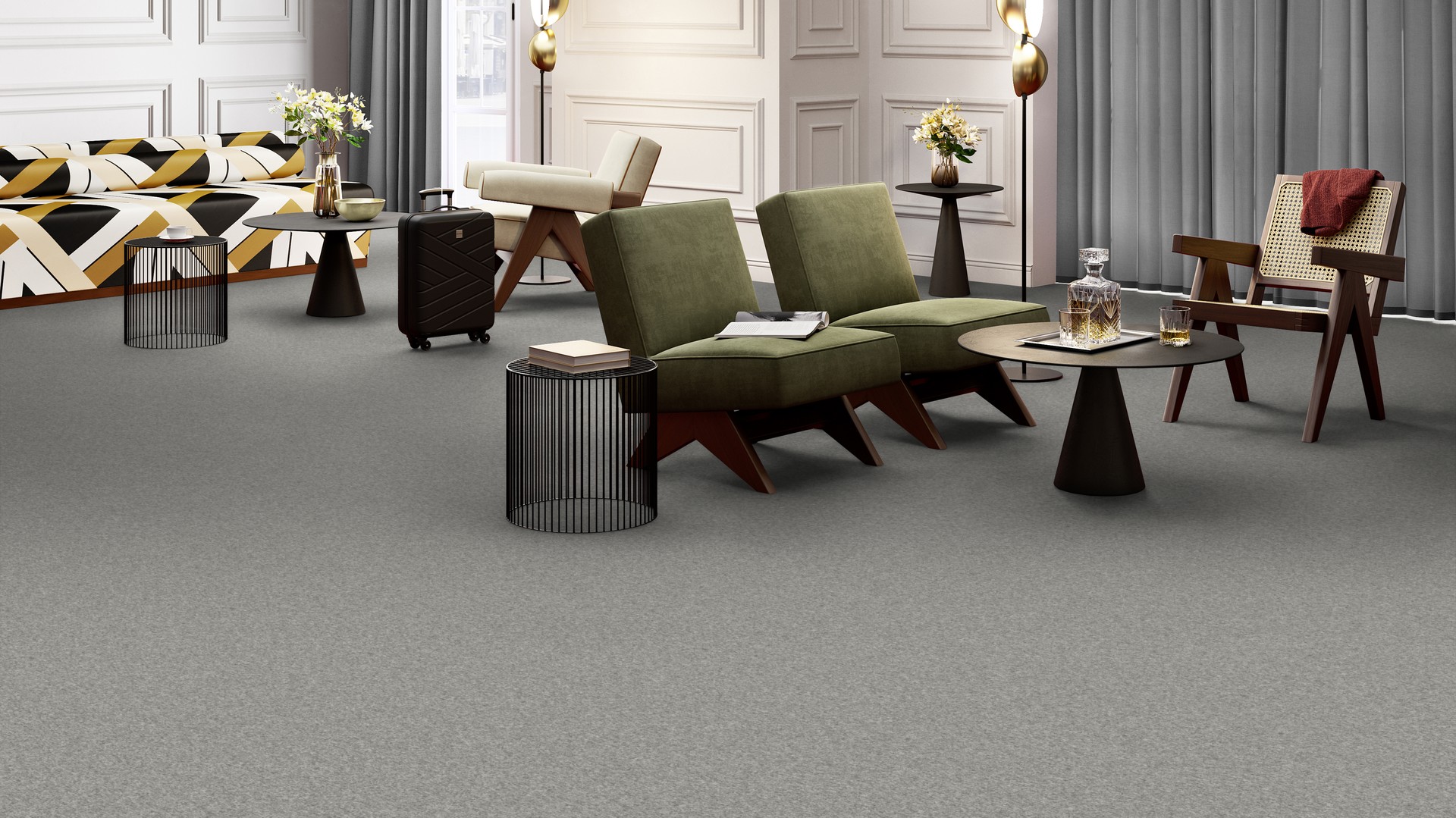 Ковролин Associated Weavers Медуза цвет 94 Platina 1000×4000×5,2 фото в интерьере